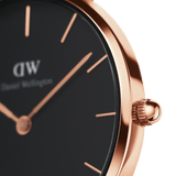 Daniel Wellington Classic Petite Sheffield Black Dial Black Leather Strap Watch For Women - DW00100224 Authentic Buy Shop Now