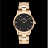 Daniel Wellington Iconic Link Black Dial Rose Gold Steel Strap Watch for Women - DW00100210 Authentic Buy Shop Now