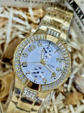 Guess Mini Prism Diamonds White Dial Gold Steel Strap Watch for Women - W15072L1 Authentic Buy Shop Now
