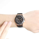 Guess Rigor Analog Black Dial Black Leather Strap Watch For Men - W0040G5 Authentic Buy Shop Now