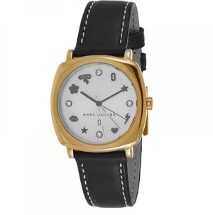 Marc Jacobs Mandy White Dial Black Leather Strap Watch for Women - MJ1564 Authentic Buy Shop Now