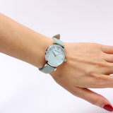 Emporio Armani Gianni T Bar Mother Of Pearl Blue Dial Blue Leather Strap Watch For Women - AR1959 Authentic Buy Shop Now