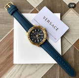 Versace Casual Chronograph Blue Dial Blue Leather Strap Watch for Men - VERG004-18 Authentic Buy Shop Now