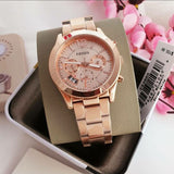 Fossil Boyfriend Multifunction Rose Gold Dial Rose Gold Steel Strap Watch for Women - ES3885 Authentic Buy Shop Now