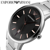 Emporio Armani Renato Quartz Black Dial Silver Steel Strap Watch For Men - AR11179 Authentic Buy Shop Now