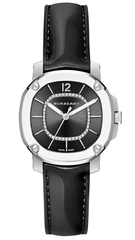 Burberry The Britain Diamonds Black Dial Black Leather Strap Watch for Women - BBY1809 Authentic Buy Shop Now