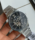 Emporio Armani Meccanico Automatic Black Dial Silver Steel Strap Watch For Men - AR60055 Authentic Buy Shop Now