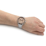 Emporio Armani Mario Chronograph Beige Dial Silver Steel Strap Watch For Men - AR11352 Authentic Buy Shop Now