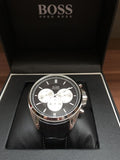 Hugo Boss Companion Black Dial Black Leather Strap Watch for Men - 1513543 Authentic Buy Shop Now