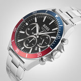 Hugo Boss Troper Chronograph Black Dial Silver Steel Strap Watch For Men - 1514108 Authentic Buy Shop Now