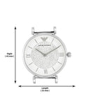 Emporio Armani Gianni T Bar White Crystal Pave Dial Silver Stainless Steel Strap Watch For Women - AR1925 Authentic Buy Shop Now