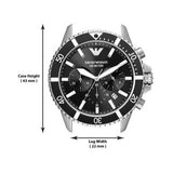 Emporio Armani Diver Chronograph Quartz Black Dial Silver Steel Strap Watch For Men - AR11360 Authentic Buy Shop Now