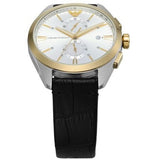Emporio Armani Claudio Chronograph Silver Dial Black Leather Strap Watch For Men - AR11498 Authentic Buy Shop Now