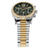 Michael Kors Lexington Chronograph Green Dial Two Tone Steel Strap Watch For Women - MK7303 Authentic Buy Shop Now
