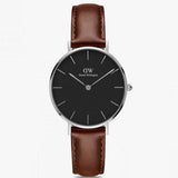 Daniel Wellington Classic Petite St Mawes Black Dial Brown Leather Strap Watch For Women - DW00100181 Authentic Buy Shop Now