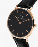 Daniel Wellington Classic Petite Reading Black Dial Black Leather Strap Watch For Women - DW00100223 Authentic Buy Shop Now