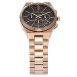 Michael Kors Lennox Chronograph Black Dial Rose Gold Steel Strap Watch For Men - MK9119 Authentic Buy Shop Now