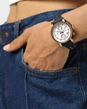 Fossil Original Boyfriend Chronograph White Dial Navy Blue Leather Strap Watch for Women - ES3838 Authentic Buy Shop Now