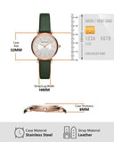 Emporio Armani Pro Planet Analog Silver Dial Green Leather Strap Watch For Women - AR11517 Authentic Buy Shop Now
