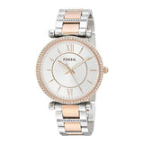 Fossil Carlie Silver Dial Two Tone Steel Strap Watch for Women - ES4342 Authentic Buy Shop Now