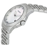 Gucci G Timeless Diamonds Mother of Pearl Dial Silver Steel Strap Watch For Women - YA126504 Authentic Buy Shop Now