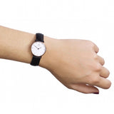 Daniel Wellington Classy Sheffield White Dial Black Leather Strap Watch For Women - DW00100060 Authentic Buy Shop Now