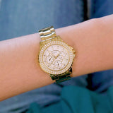 Guess Crown Jewel Diamonds White Dial Gold Steel Strap Watch for Women - GW0410L2 Authentic Buy Shop Now