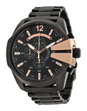 Diesel Mega Chief Chronograph Black Dial Black Steel Strap Watch For Men - DZ4309 Authentic Buy Shop Now