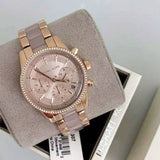 Michael Kors Ritz Chronograph Rose Gold Dial Two Tone Steel Strap Watch for Women - MK6307 Authentic Buy Shop Now