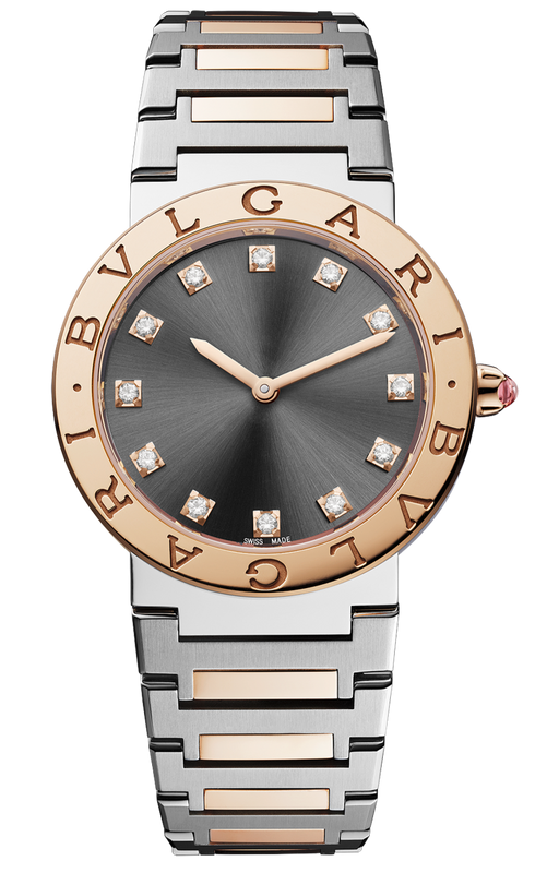 Bvlgari Lady Quartz Diamonds Grey Dial Two Tone Steel Strap Watch for Women - BVLGARI103067 Authentic Buy Shop Now