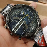 Diesel Big Daddy 2.0 Chronograph Blue Dial Grey Steel Strap Watch For Men - DZ7331 Authentic Buy Shop Now
