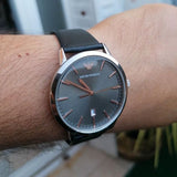 Emporio Armani Ruggero Grey Dial Black Leather Strap Watch for Men - AR11277 Authentic Buy Shop Now