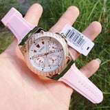 Guess Zena Quartz White Dial Pink Rubber Strap Watch For Women - W1094L4 Authentic Buy Shop Now