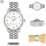 Coach Delancey Classic White Dial Silver Steel Strap Watch for Women - 14502260 Authentic Buy Shop Now