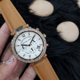 Michael Kors Parker Chronograph White Dial Tan Leather Strap Watch for Women - MK5633 Authentic Buy Shop Now
