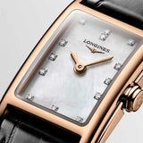 Longines Dolcevita Diamonds Mother of Pearl White Dial Black Leather Strap Watch for Women - L5.258.8.87.0 Authentic Buy Shop Now