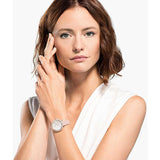 Swarovski Crystal Frost White Dial Pink Leather Strap Watch for Women - 5519223 Authentic Buy Shop Now