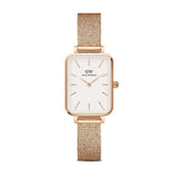 Daniel Wellington Quadro Pressed Melrose White Dial Rose Gold Mesh Strap Watch For Women - DW00100465 Authentic Buy Shop Now