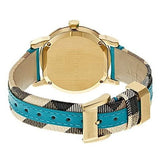 Burberry Heritage Gold Dial Blue Leather Strap Watch for Women - BU9112 Authentic Buy Shop Now