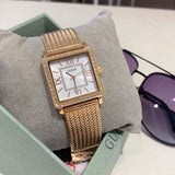 Guess Highline Off White Dial Rose Gold Stainless Steel Mesh Strap Watch For Women - W0826L3 Authentic Buy Shop Now