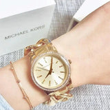 Michael Kors Nini Three Hand Gold Dial Gold Steel Strap Watch For Women - MK3235 Authentic Buy Shop Now