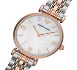 Emporio Armani T Bar Gianni Classic Mother Of Pearl Dial Two Tone Steel Strap Watch For Women - AR1683 Authentic Buy Shop Now