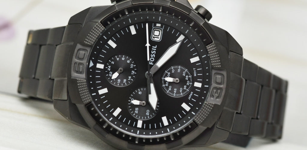Fossil Bronson Chronograph Black Dial Black Steel Strap Watch for Men - FS5853 Authentic Buy Shop Now