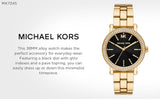 Michael Kors Corey Three Hand Black Dial Gold Steel Strap Watch for Women - MK7345 Authentic Buy Shop Now
