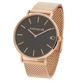 Coach Charles Black Dial Rose Gold Mesh Bracelet Watch for Men - 14602552 Authentic Buy Shop Now