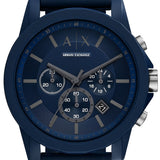 Armani Exchange Outerbanks Chronograph Blue Dial Blue Silicone Strap Watch For Men - AX7128 Authentic Buy Shop Now