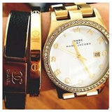 Marc Jacobs Henry Diamonds White Dial Gold Steel Strap Watch for Women - MBM3045 Authentic Buy Shop Now