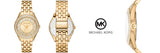 Michael Kors Harlowe Three-Hand Quartz Gold Dial Gold Steel Strap Watch For Women - MK4709 Authentic Buy Shop Now