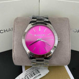 Michael Kors Slim Runway Quartz Pink Dial Silver Steel Strap Watch For Women - MK3291 Authentic Buy Shop Now