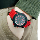Emporio Armani Sportivo Quartz Black Dial Red Rubber Strap Watch For Men - AR6101 Authentic Buy Shop Now